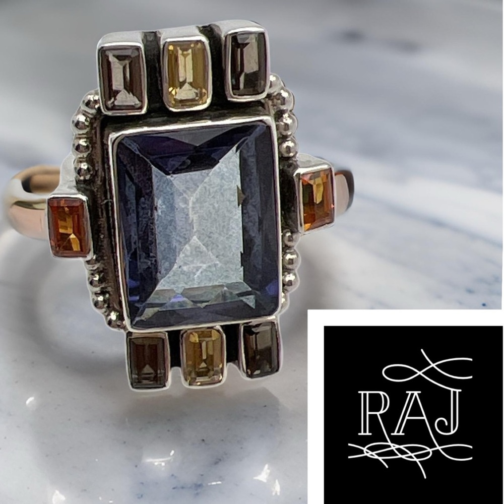 🦋NICKY BUTER RAJ LIMITED EDITION Blue Quartz Citrine Gemstone Ring Size 6 NEW - Picture 13 of 13